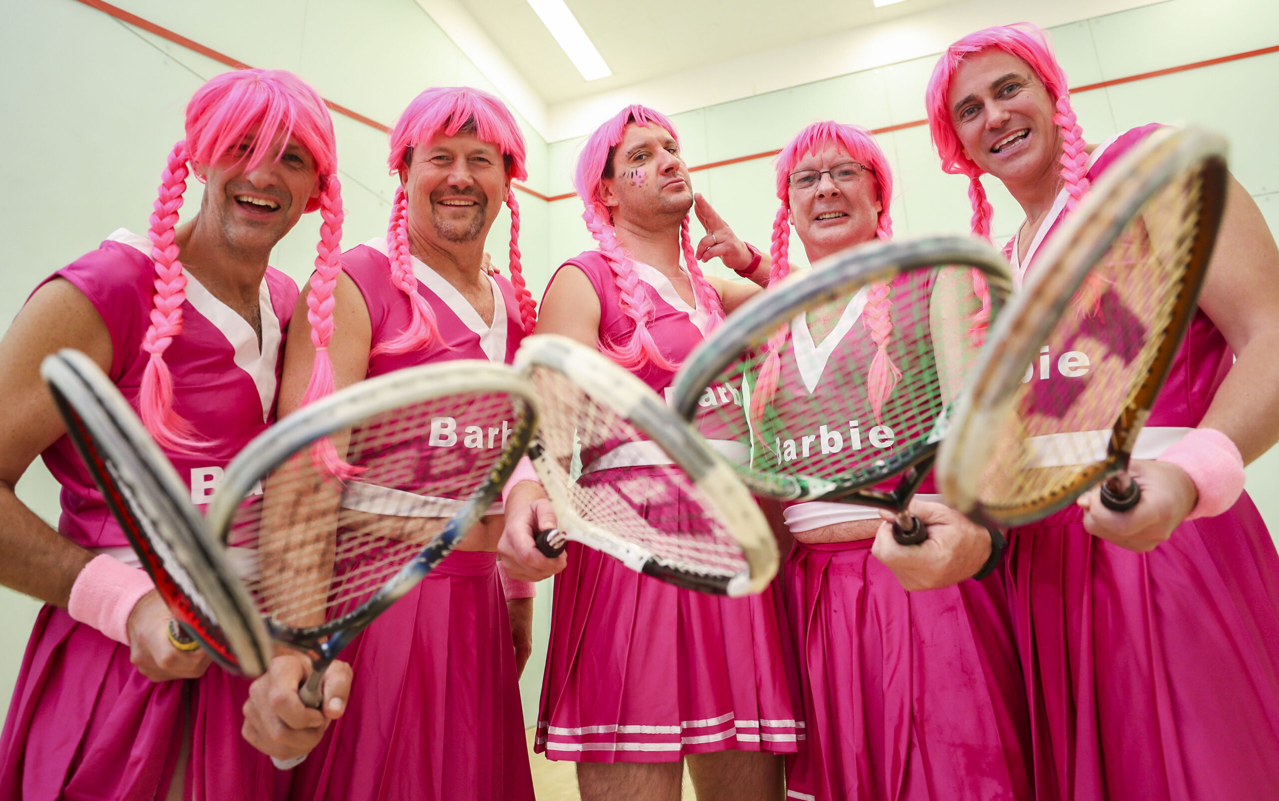 (left to right): Julian Ragless; Martin Abert; Joffrey Desrousseagy; Paul Errington; and Chris Woodhead, the ISRC team, pose for a photograph during the Wing Ding Tournament at the Hong Kong Football Club in Happy Valley. The 19th annual tournament raises fund for the Operation Santa Claus charity campaign.  02DEC17 SCMP / Winson Wong